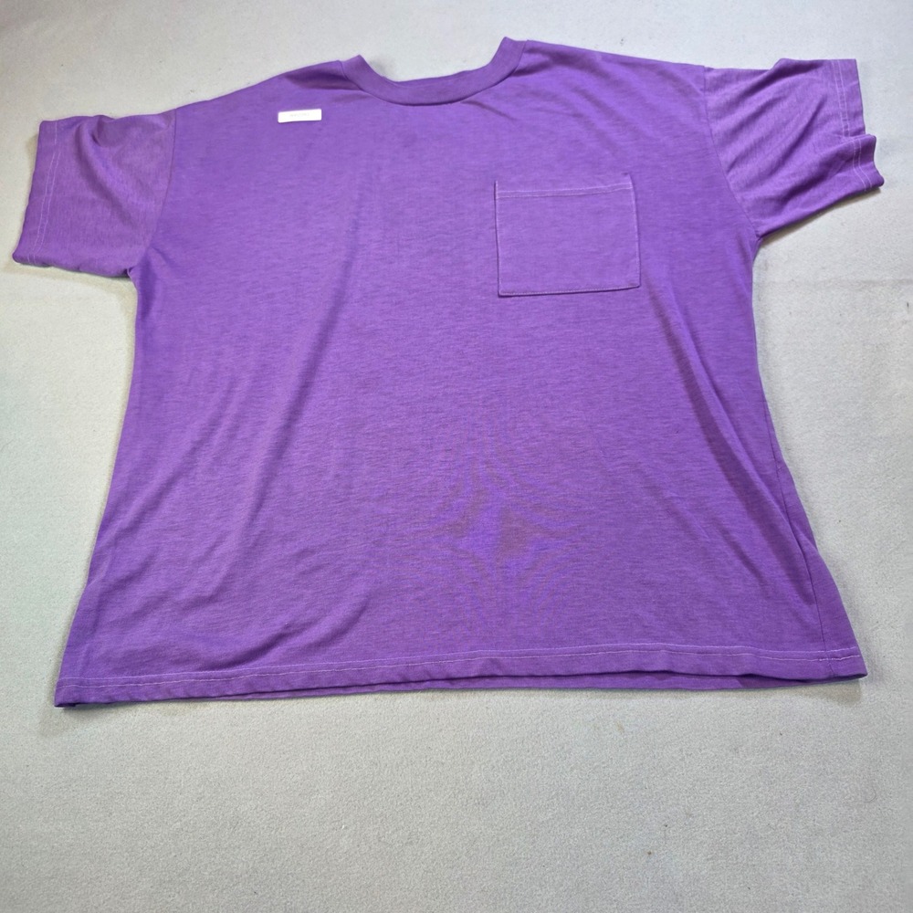 Vintage Purple Pocket T-Shirt Mens XL Short Sleeve Crew Neck Solid Blank Tee